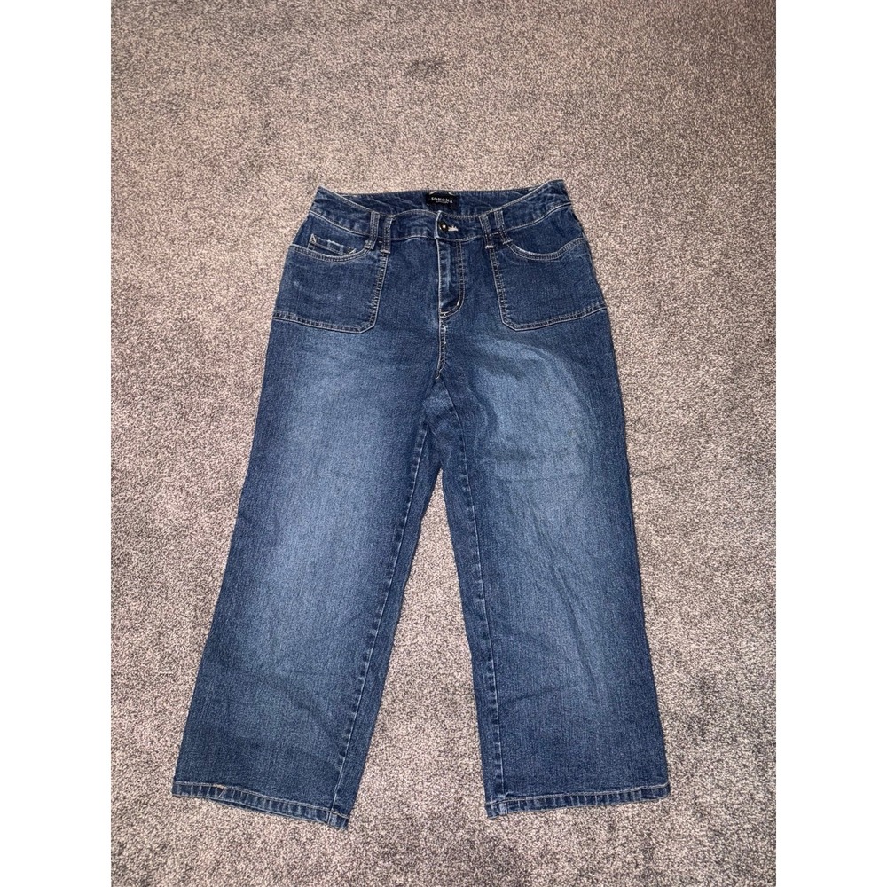 Sonoma Women's Cropped Straight Leg Dark Blue Wash Denim Jeans Size 6